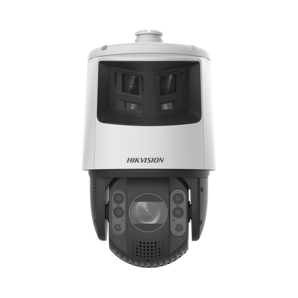 TandemVu PTZ IP 4 Megapixel con Cámara Panoramica 6 Megapixel 25X Zoom 200 mts IR 30 mts Luz Blanca ACUSENSE IP66 Alerta Audible y Luz Estroboscópica Autoseguimiento Hi-PoE Alarmas I O Ultra Baja Iluminación Micro SD DS-2SE7C425MWG-EB/26(F0) - SILYMX