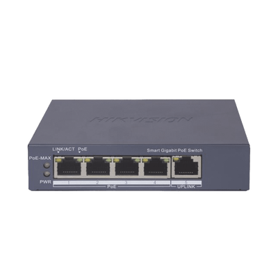 HIKVISIONDS-3E1505P-EISwitch Gigabit PoE+ / Administrable / 4 Puertos 1000 Mbps PoE+ / 1 Puerto 1000 Mbps Uplink / Configuración Nube Hik - PartnerPro / Modo Extendido hasta 300 Metros / 60 Watts - SILYMX