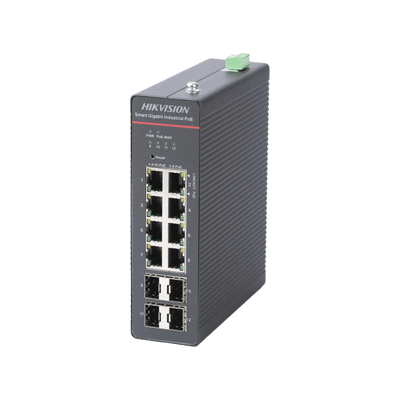 HIKVISIONDS-3T1512HP-SI-8P4FSwitch Gigabit PoE+ / Industrial / Administrable / 4 Puertos Gigabit PoE+ (90 W) + 4 Puertos Gigabit PoE+(30 W) / 4 Puertos Gigabit SFP / 300 W Total / 48 a 57 VCD / Ideal para Proyectos / 300 Metros de Distancia - SILYMX