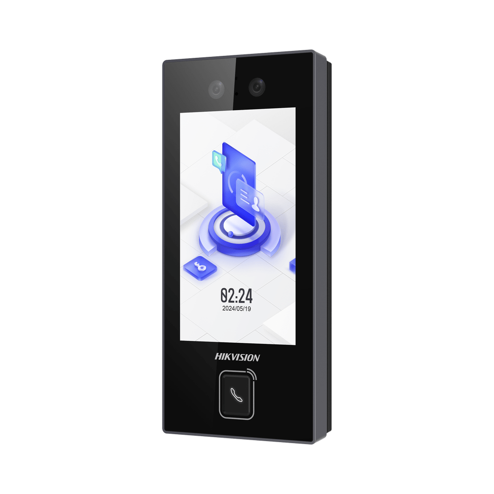 Terminal Facial Min Moe con BOTON DE LLAMADA FÍSICO 3000 Rostros Pantalla 4.5" Administrable en la Nube con Hik-Connect Teams Exterior IP65 PoE WiFi - SILYMX
