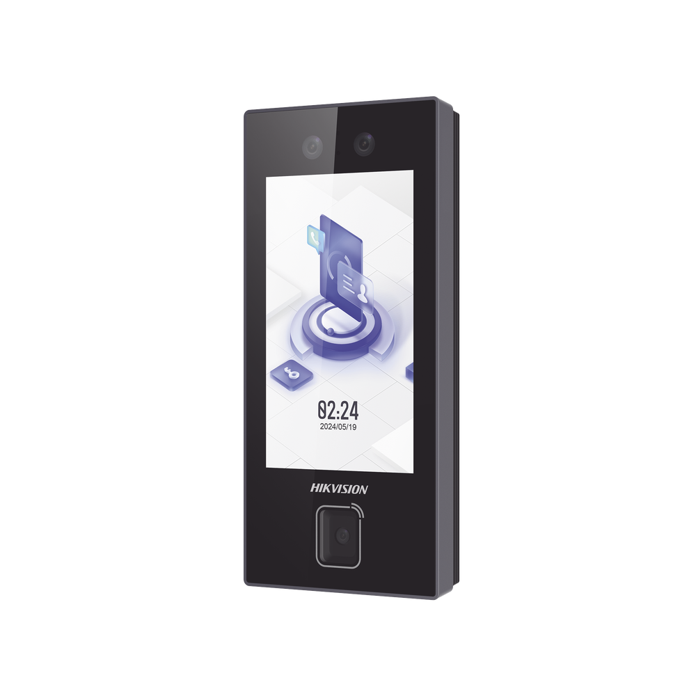 Terminal Facial Min Moe con LECTOR DE QRs FISICO Ultra Rápido y Tarjetas MIFARE 3000 Rostros Pantalla 4.5" Administrable en la Nube con HikConnect Teams Exterior IP65 PoE WiFi HIK-IA DS-K1T344MBWX-QRE1 - SILYMX