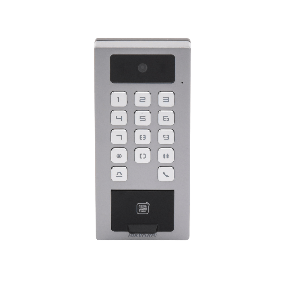 Lector Biometrico HIKVISION con Teclado para Exterior Antivandálico IP65 & IK09 Videoportero Multiapartamento Huella, Tarjeta, Código QR, PIN o App - SILYMX