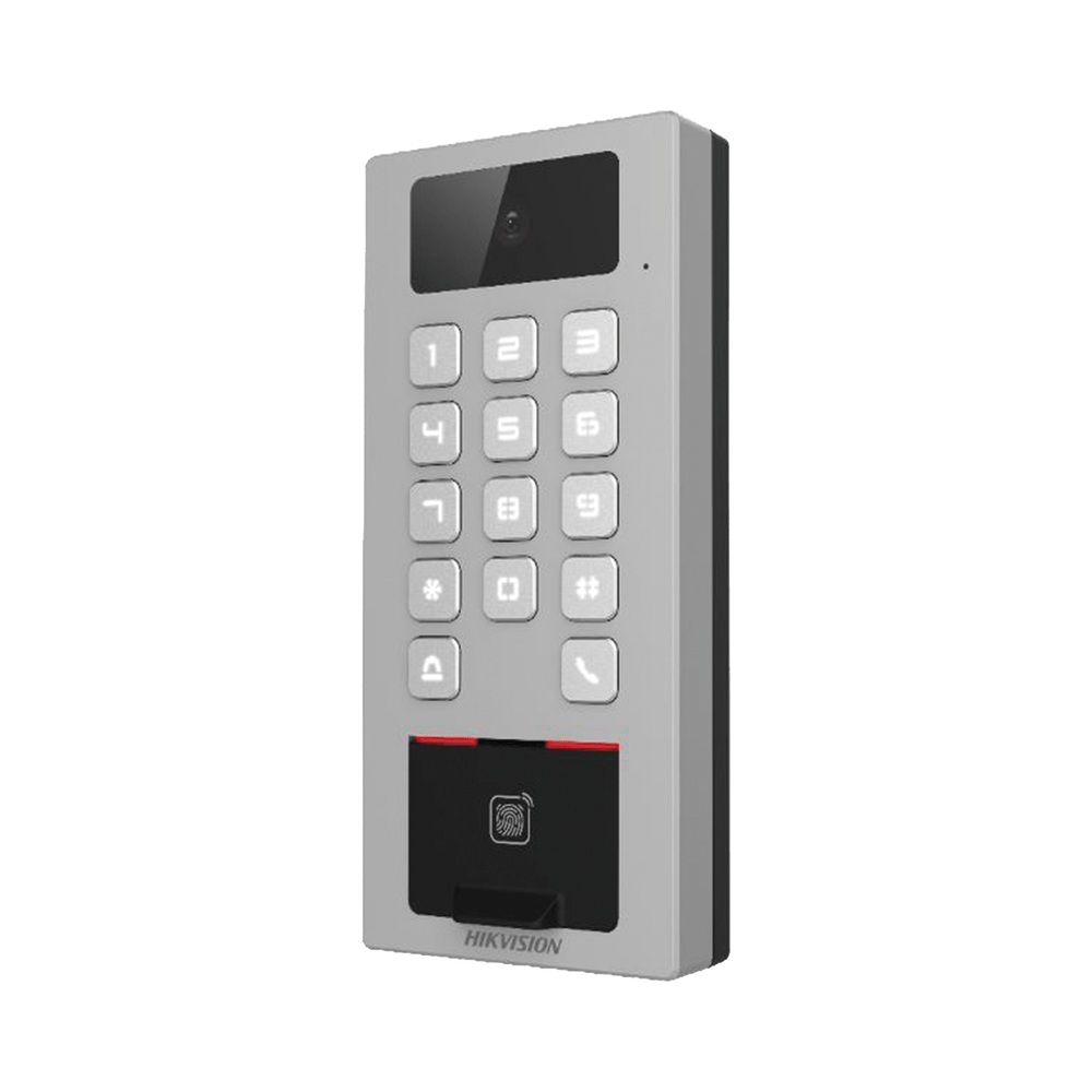 Lector Biometrico HIKVISION con Teclado para Exterior Antivandálico IP65 & IK09 Videoportero Multiapartamento Huella, Tarjeta, Código QR, PIN o App - SILYMX