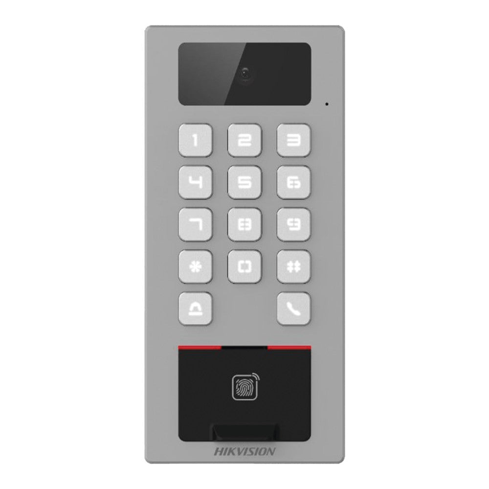 BiométricosHIKVISIONDS-K1T502DBFWX-CLector Biométrico Antivandálico IP65 IK09 Videoportero Multiapartamento Huella Tarjeta QR PIN App Hikvision DS - K1T502DBFWX - C - SILYMX
