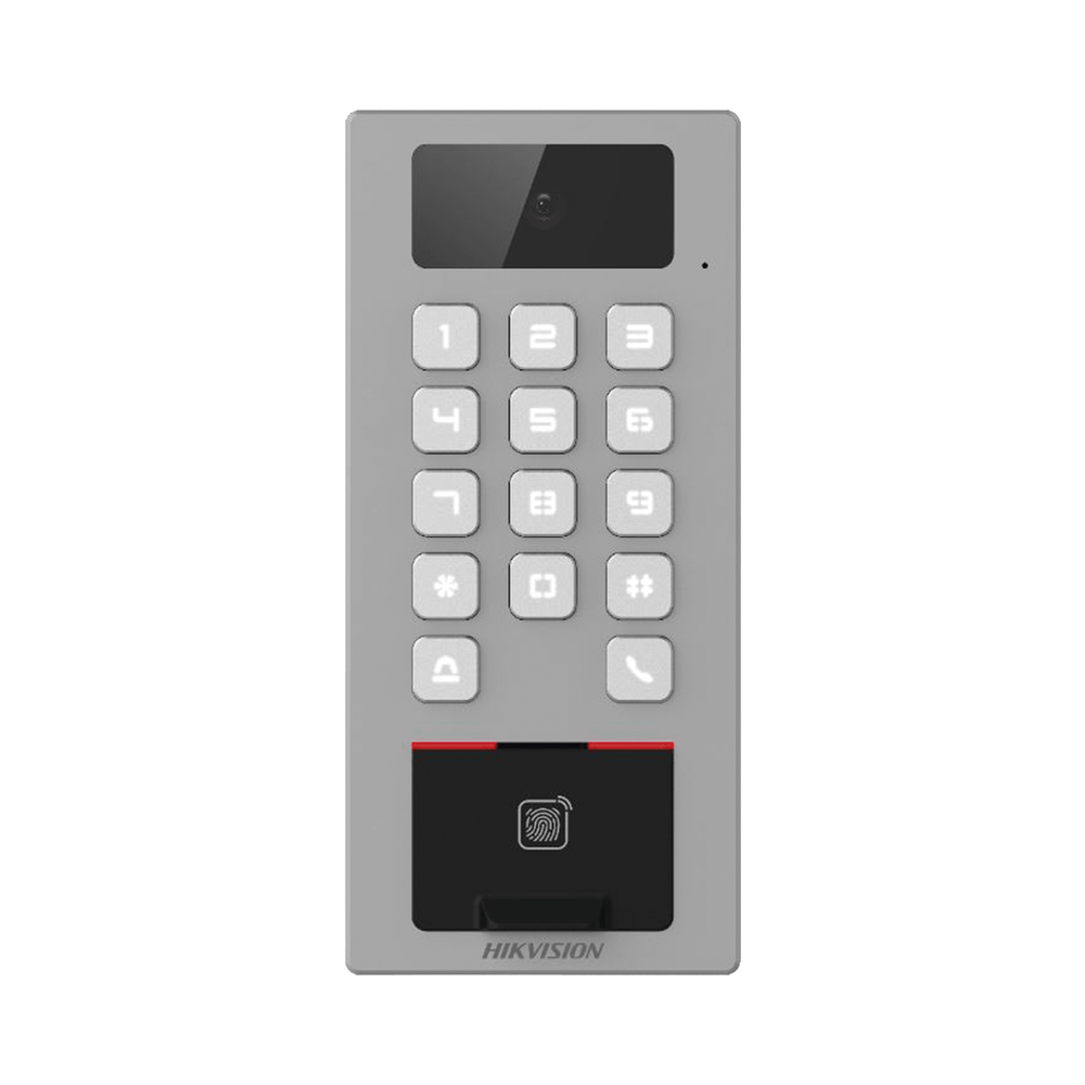 Lector Biometrico HIKVISION con Teclado para Exterior Antivandálico IP65 & IK09 Videoportero Multiapartamento Huella, Tarjeta, Código QR, PIN o App - SILYMX