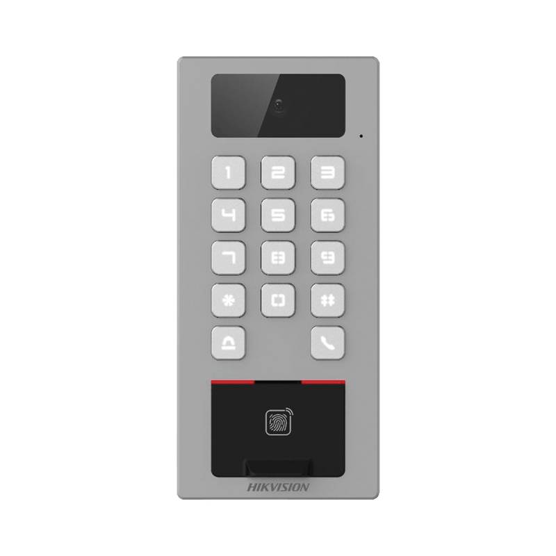 Lector Biometrico HIKVISION con Teclado para Exterior Antivandálico IP65 & IK09 Videoportero Multiapartamento Huella, Tarjeta, Código QR, PIN o App - SILYMX