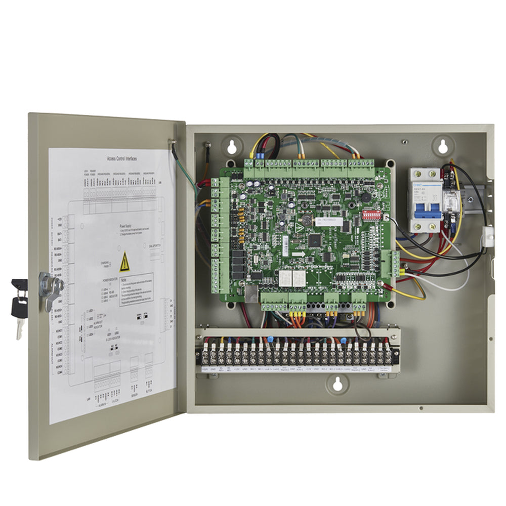 Controlador de Acceso / 2 Puerta / 4 Lectores de Huella y Tarjetas / Integración con Video / Incluye Gabinete y Fuente de Alimentación 12Vcc/8A - SILYMX