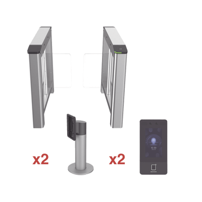HIKVISIONDS-K3B220-KITKit de Torniquete con Terminales Faciales incluidas / Montajes Incluidos / Izquierdo y Derecho / Carril de 90 cms / 3,000,000 MCBF / 4 Pares de IR - SILYMX