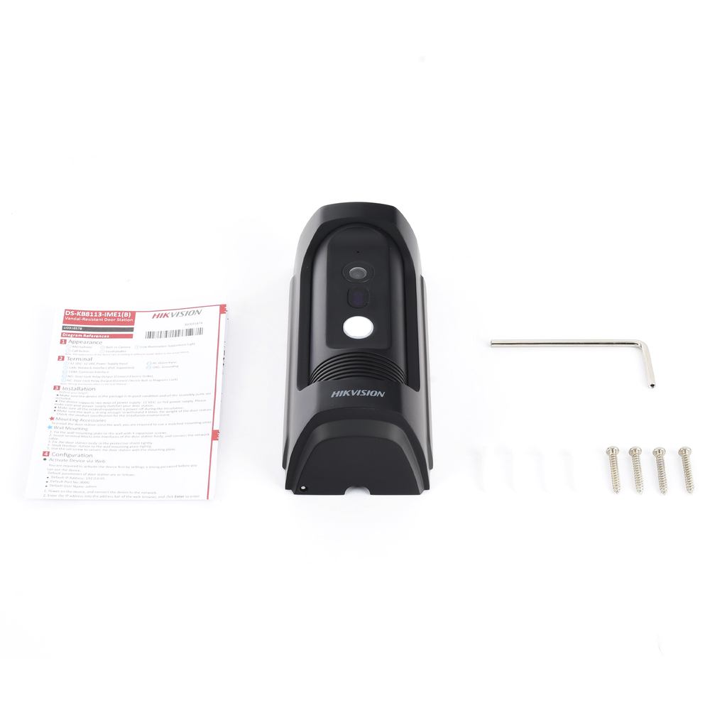 Frente de Calle IP 2MP Uso Rudo Antivandálico IK09 Exterior IP65 PoE Estándar IR 3mts Compatible Monitor IP Llamada App HIKVISION DS-KB8113-IME1B - SILYMX