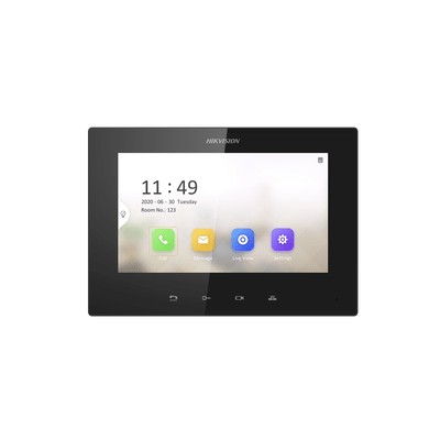 HIKVISIONDS-KH6320-LE1(B)Monitor IP Lite TOUCH 7" para Videoportero IP / Vídeo en Vivo / PoE Estándar / Apertura Remota / Llamada Entre Monitores / Audio de dos vías - SILYMX