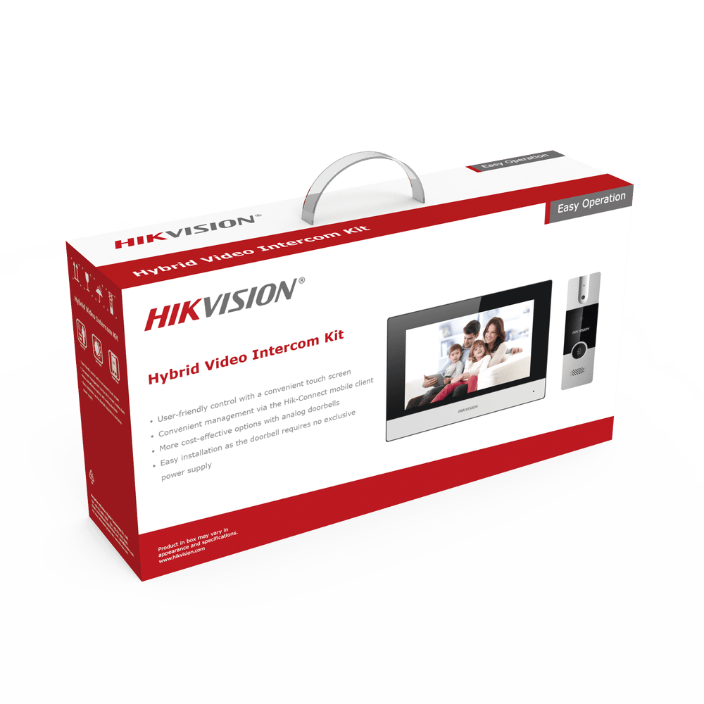 Kit de Videoportero Analógico IP a 4 Hilos App Hik-Connect Monitor se Conecta a Internet por Cable o WiFi y por 4 Hilos Expandible a Mas Equipos DS-KIS302-P - SILYMX