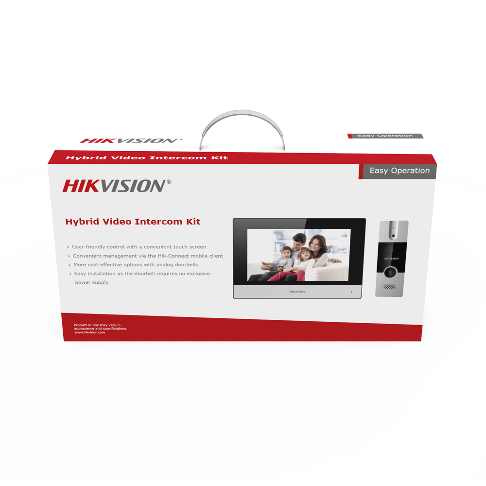 Kit de Videoportero Analógico IP a 4 Hilos App Hik-Connect Monitor se Conecta a Internet por Cable o WiFi y por 4 Hilos Expandible a Mas Equipos DS-KIS302-P - SILYMX