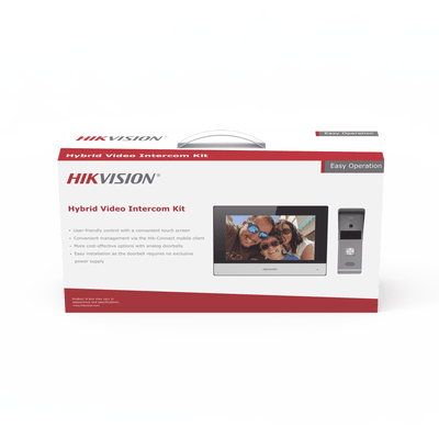 HIKVISIONDS-KIS303-PKit de Videoportero Analógico de Metal / IP a 4 Hilos con Función de Llamada a App Hik - Connect / Monitor se Conecta a Internet por Cable o WiFi y por 4 Hilos al Frente de Calle IP65 / Expandible a Mas Equipos - SILYMX