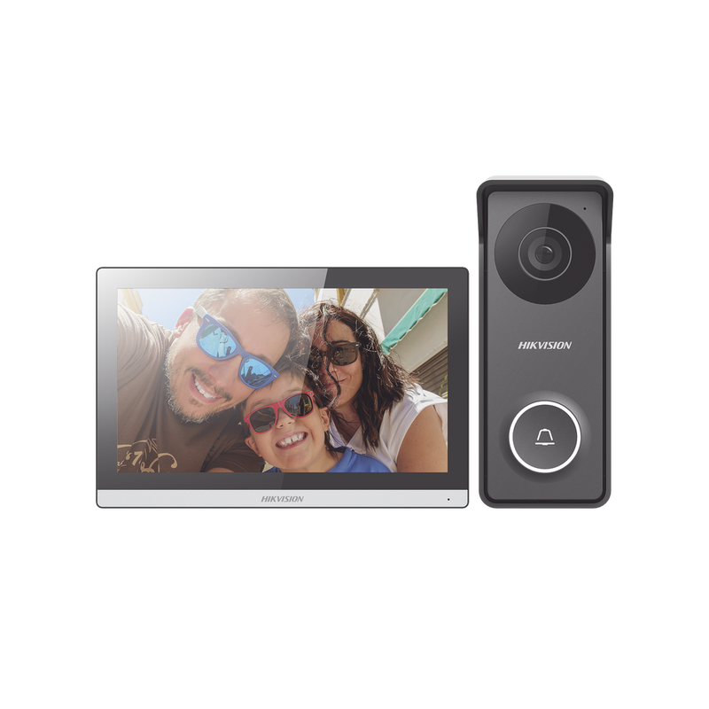 Kit de Videoportero Hibrido TurboHD con Pantalla LCD touch de 7" Wi-Fi Frente de Calle para Exterior Metalico 720p DS-KIS313-P