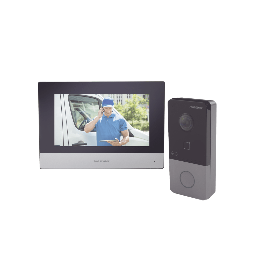 Kit de Videoportero IP Poe Estandar con llamada a App HikConnect Apertura con tarjeta DS-KIS603-P - SILYMX