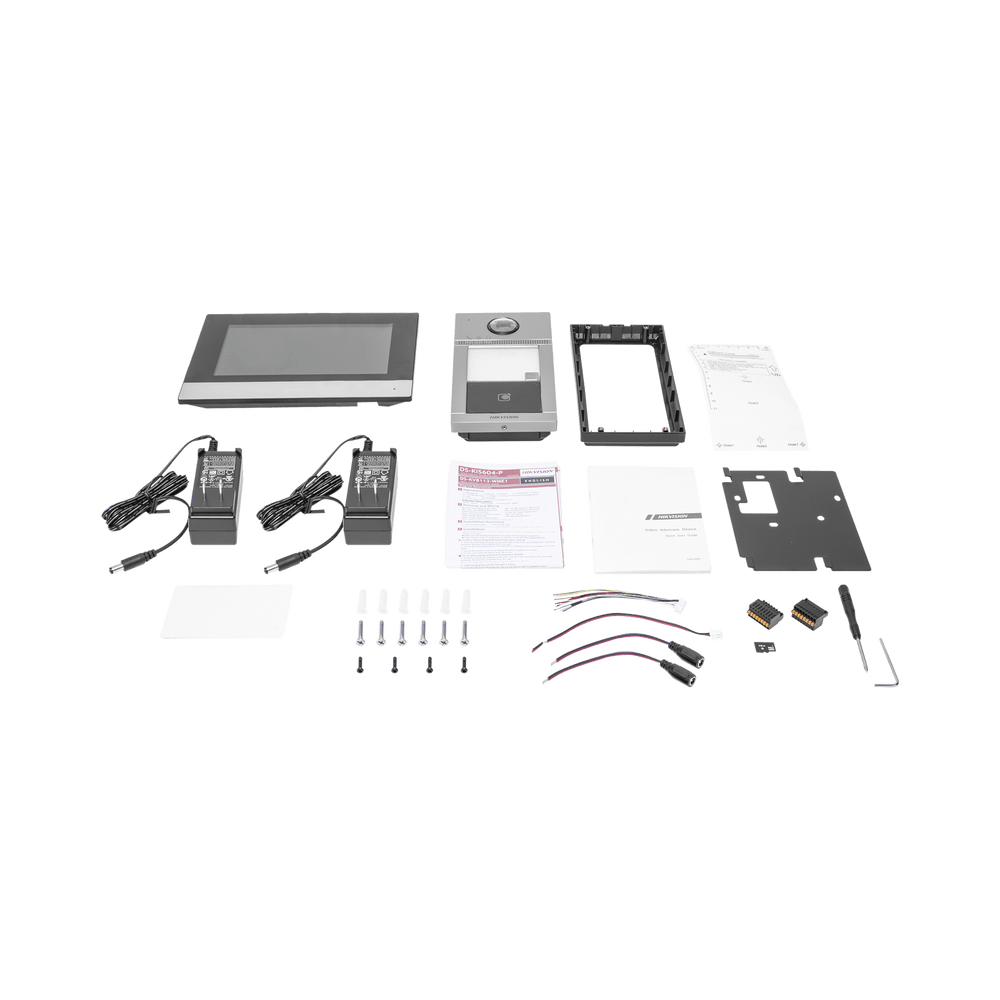 Kit de Videoportero Hikvision IP Poe llamada a App HikConnect Apertura con tarjeta MIFARE Frente de calle IK08 & IP65 2 puertas DS-KIS604-P(C) - SILYMX