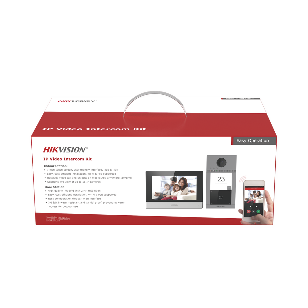 Kit de Videoportero Hikvision IP Poe llamada a App HikConnect Apertura con tarjeta MIFARE Frente de calle IK08 & IP65 2 puertas DS-KIS604-P(C)