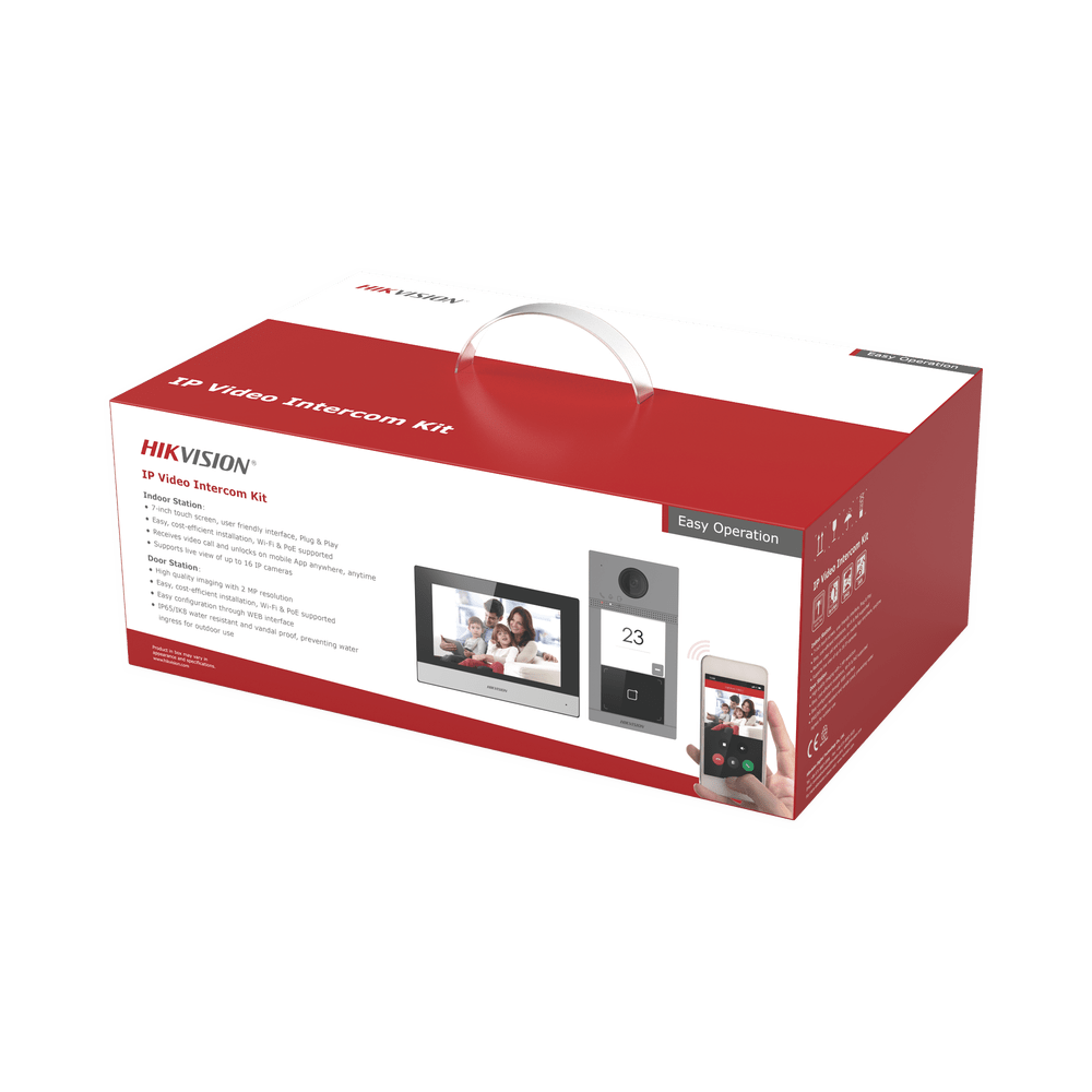 Kit de Videoportero Hikvision IP Poe llamada a App HikConnect Apertura con tarjeta MIFARE Frente de calle IK08 & IP65 2 puertas DS-KIS604-P(C) - SILYMX