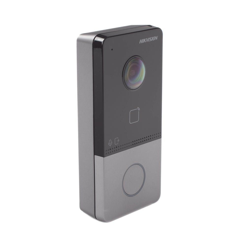 Videoportero IP 2 Megapixel PoE Estandar IP65 Apertura desde Hik-connect Soporta 1 Departamento y Hasta 6 Monitores Tarjetas Mifare DS-KV6113-WPE1(C) - SILYMX