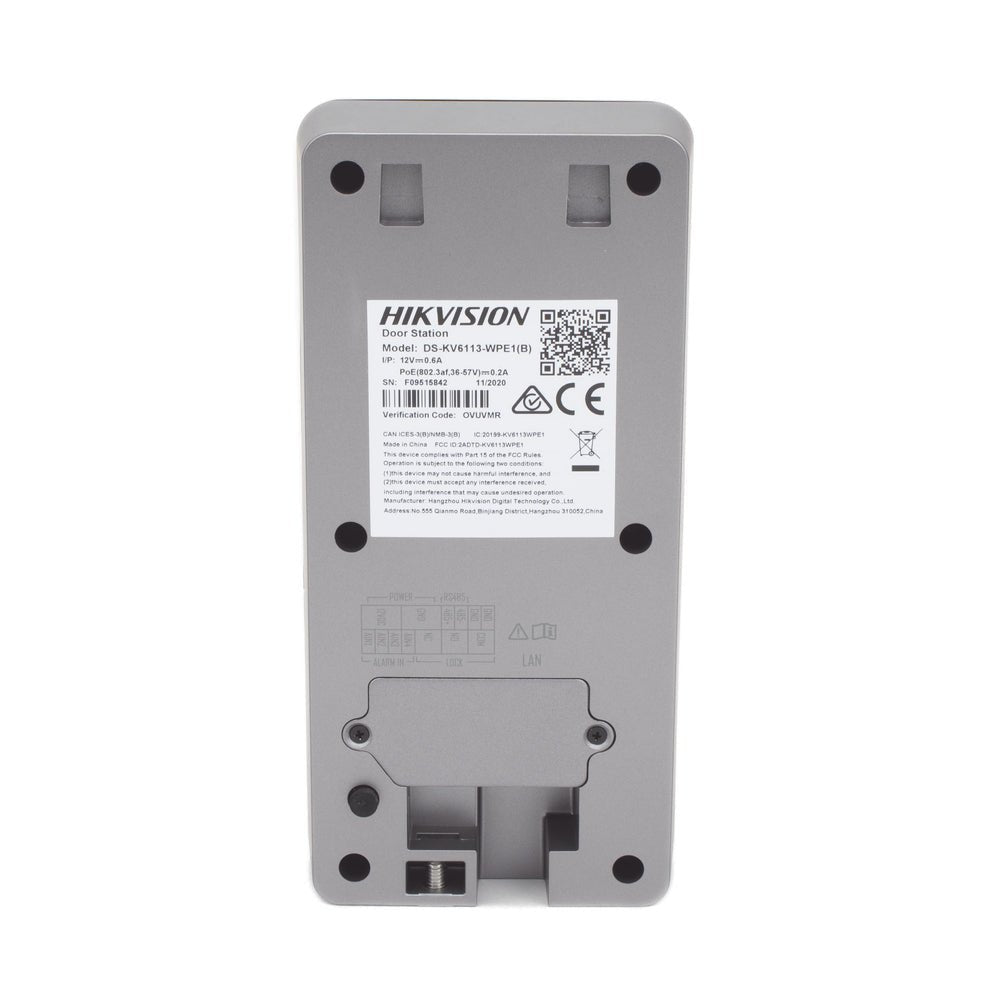 Videoportero IP 2 Megapixel PoE Estandar IP65 Apertura desde Hik-connect Soporta 1 Departamento y Hasta 6 Monitores Tarjetas Mifare DS-KV6113-WPE1(C) - SILYMX