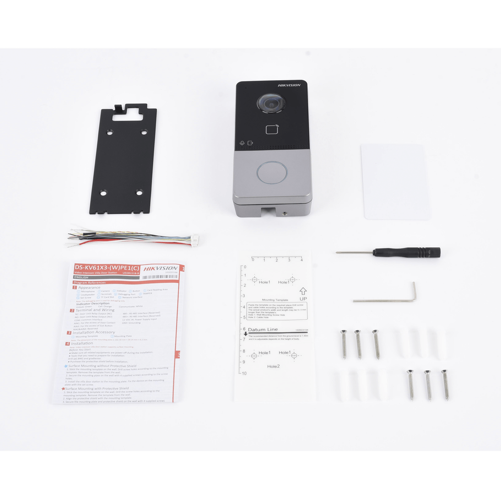 Videoportero IP 2 Megapixel PoE Estandar IP65 Apertura desde Hik-connect Soporta 1 Departamento y Hasta 6 Monitores Tarjetas Mifare DS-KV6113-WPE1(C) - SILYMX