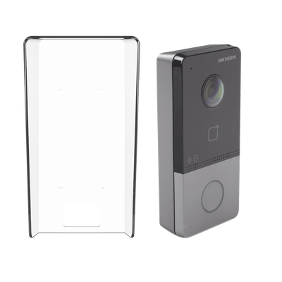 HIKVISIONDS-KV6113-PE1(C)/KKit Videoportero IP + Carcasa protectora 2 Megapixel / PoE Estandar / IP65 / Apertura desde Hik - connect / Soporta 1 Departamento y Hasta 6 Monitores / Soporta Tarjetas Mifare / 1 Salida Relay - SILYMX