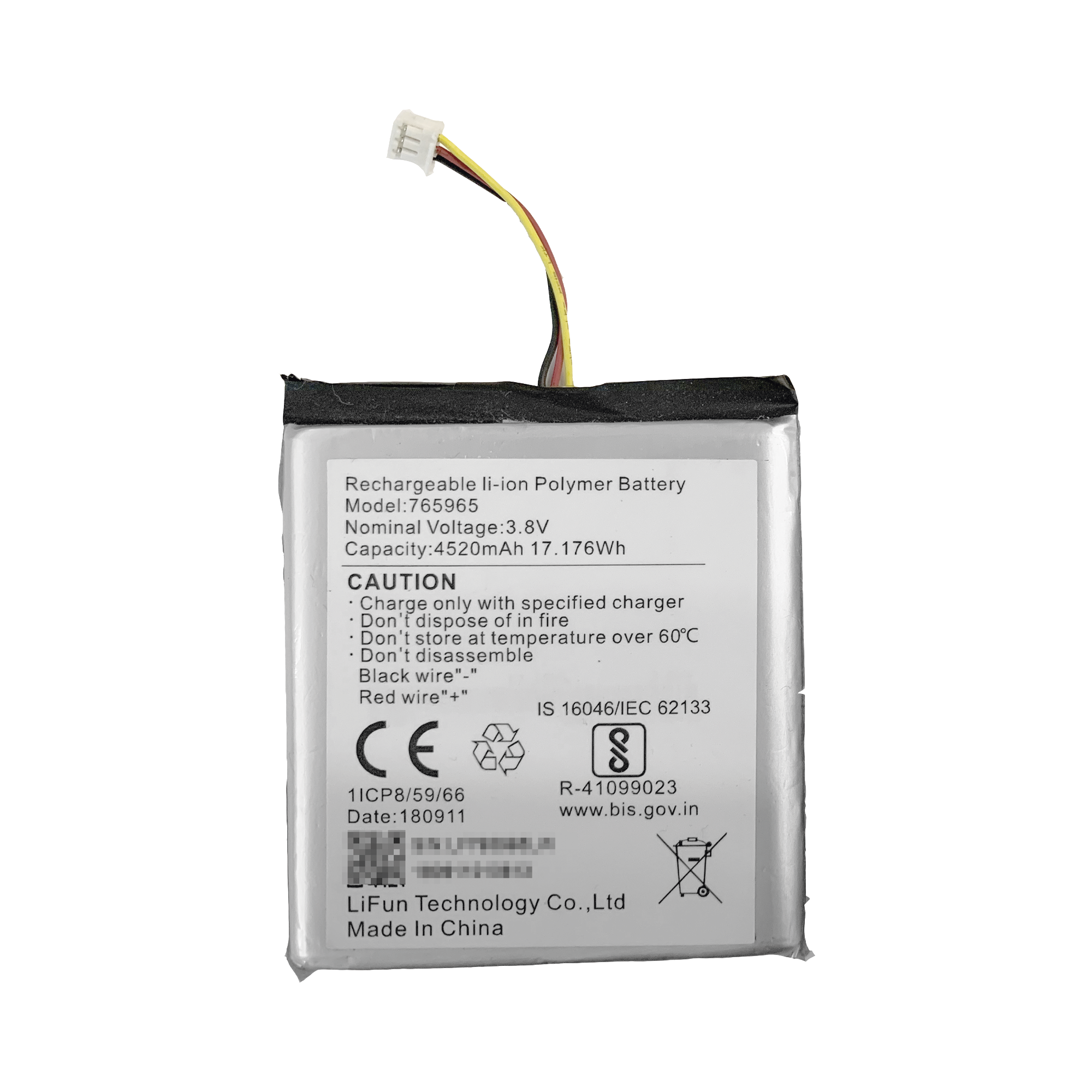 Batería de Respaldo para Panel de Alarma Hikvision 4520 mAh Compatible con Paneles AX PRO - AX HUB - Hibrido Versión 1 (DS-PHA64-W4P) y Repetidor AX PRO DS-PR1-WB HIKVISION DS-PA-BATTERY - SILYMX