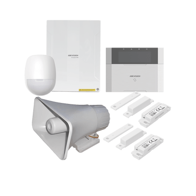 HIKVISIONDS-PHA64-LP/PACK(30W)KIT Panel de Alarma AX HYBRID PRO / 1 Panel Híbrido / 1 Teclado LCD / 1 PIR / 2 Contactos Magnéticos / 1 Sirena de 30 Watts - SILYMX