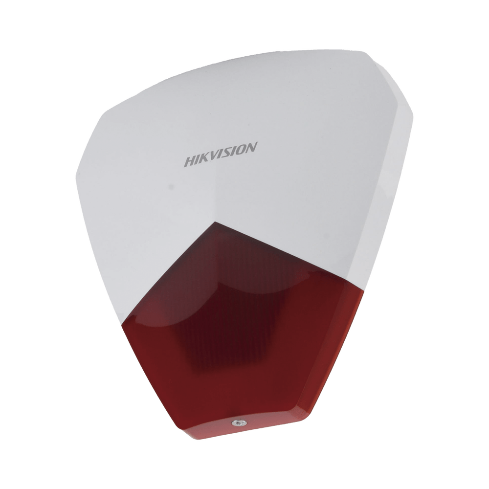 Sirena Estrobo Cableada Hikvision Ideal para cualquier Panel de Alarma Roja 105 dB Protección IP54 DS-PS1-R - SILYMX