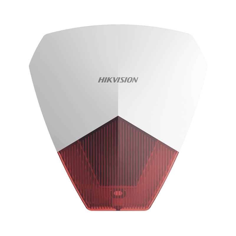 Sirena Estrobo Cableada Hikvision Ideal para cualquier Panel de Alarma Roja 105 dB Protección IP54 DS-PS1-R - SILYMX