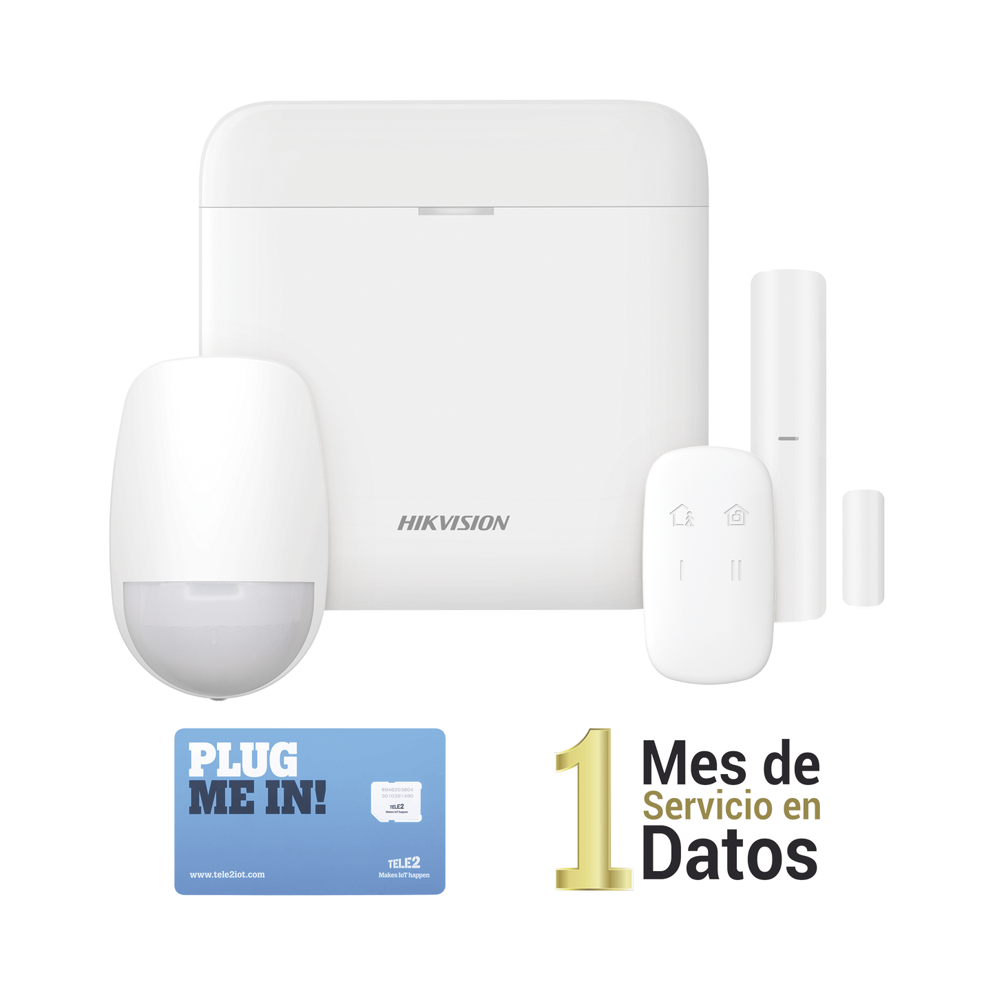 Kit de Alarma Inalámbrico / 48 Zonas / GSM 3G/4G / Wi-Fi 2.4 GHz / Cifrado AES-128 / 433 MHz / Batería de Respaldo