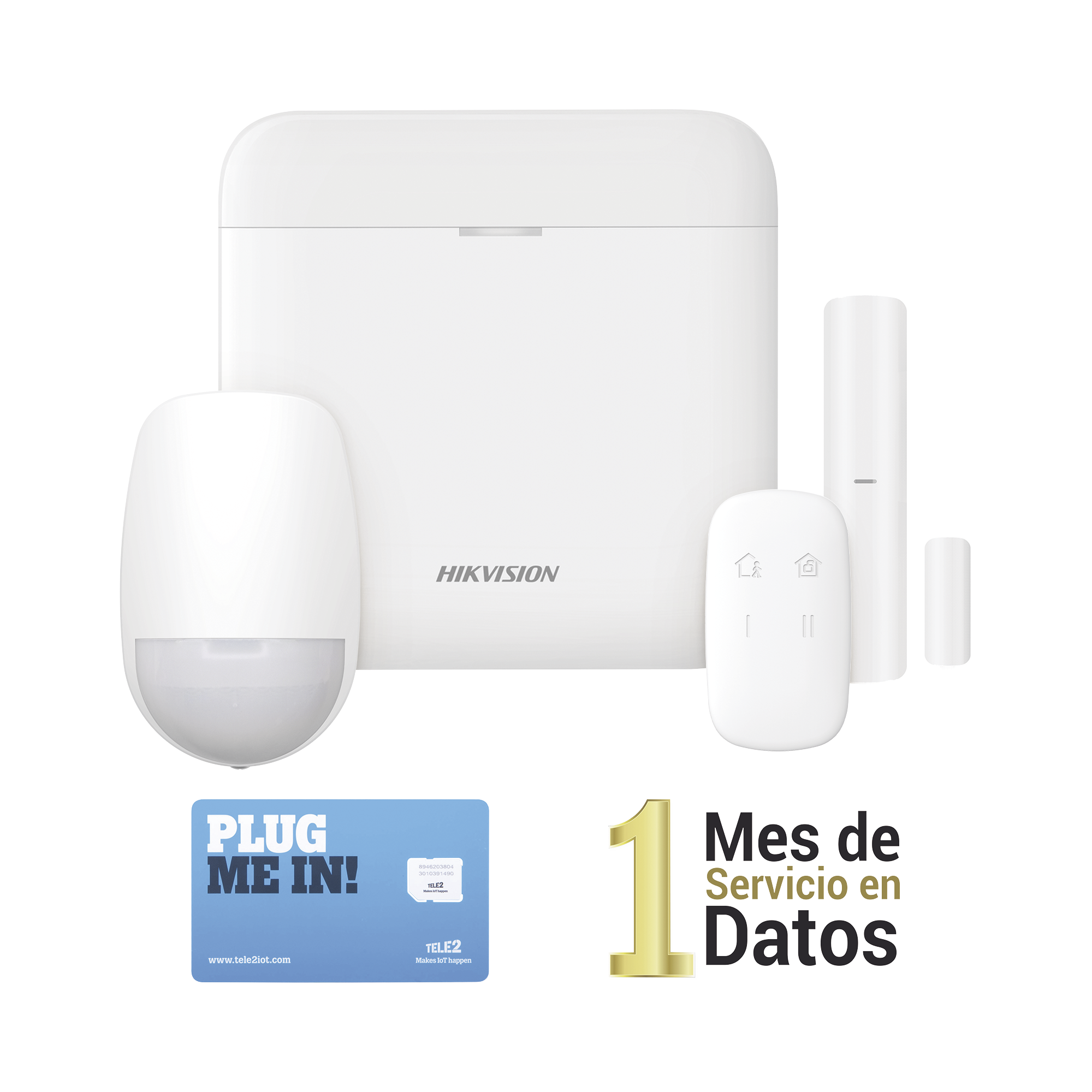 Kit de Alarma Inalámbrico / 48 Zonas / GSM 3G/4G / Wi-Fi 2.4 GHz / Cifrado AES-128 / 433 MHz / Batería de Respaldo