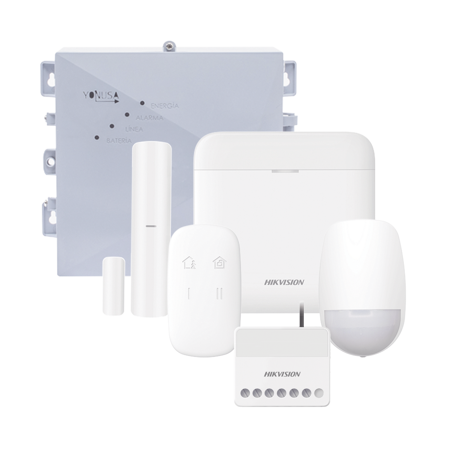 Kit de Alarma Inalámbrica / 48 Zonas / Energizador Perimetral 2500 m (8202 ft) / Comunicación 433 MHz / Respaldo de Batería 3 Días / Alimentación 127-220 VCA o Solar 12 VCC