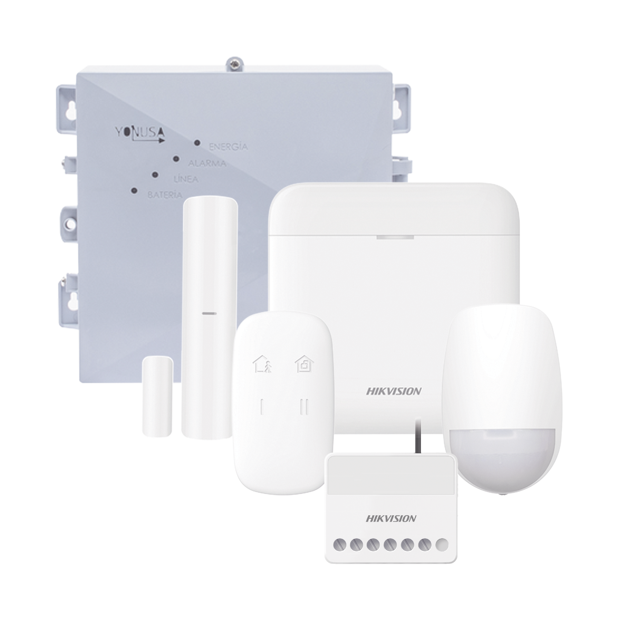 Kit de Alarma Inalámbrica / 48 Zonas / Energizador Perimetral 2500 m (8202 ft) / Comunicación 433 MHz / Respaldo de Batería 3 Días / Alimentación 127-220 VCA o Solar 12 VCC