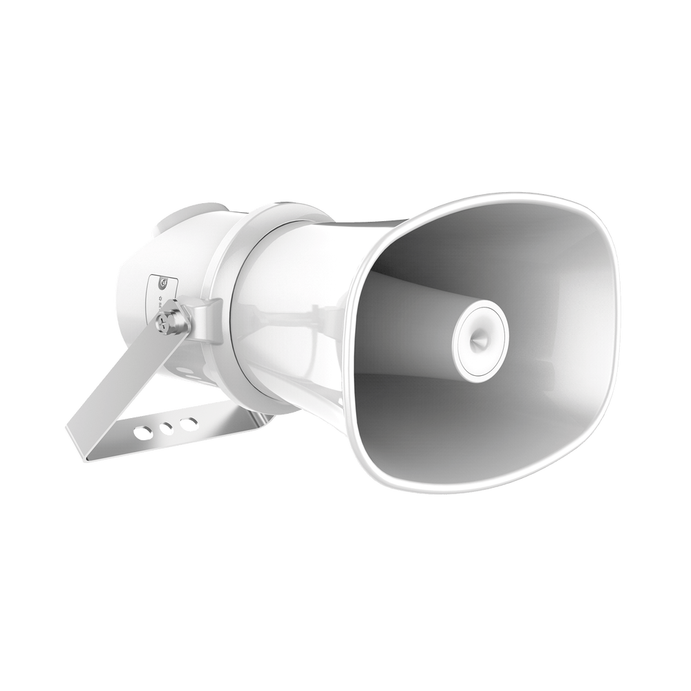 Altavoz IP Tipo Trompeta 7 Watts PoE+ Integración con Hik-Central Professional Reproducción de Audio vía Red IP67 Salida de 12 VCD Metal DS-QAZ1307G1T-E - SILYMX