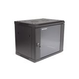 Gabinete para Montaje en Pared y Piso con Puerta de Cristal Templado Cuerpo Fijo 9 Unidades de Rack 19" Fabricado en Acero HIKVISION DS-XS6409-S/B - SILYMX