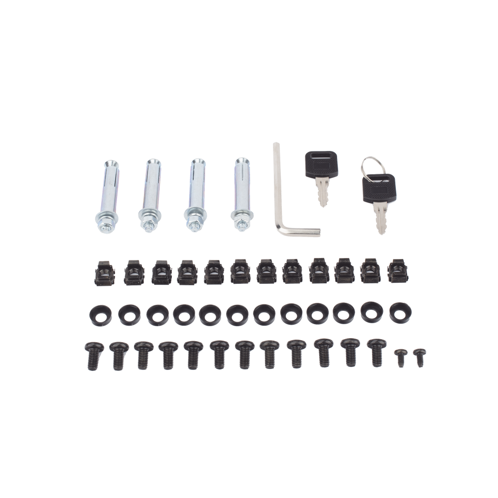 Gabinete para Montaje en Pared y Piso con Puerta de Cristal Templado Cuerpo Fijo 9 Unidades de Rack 19" Fabricado en Acero HIKVISION DS-XS6409-S/B - SILYMX