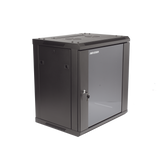 Gabinete para Montaje en Pared - Piso Puerta de Cristal Templado Cuerpo Fijo 12 Unidades de Rack 19" Fabricado en Acero DS-XS6412-S/B - SILYMX