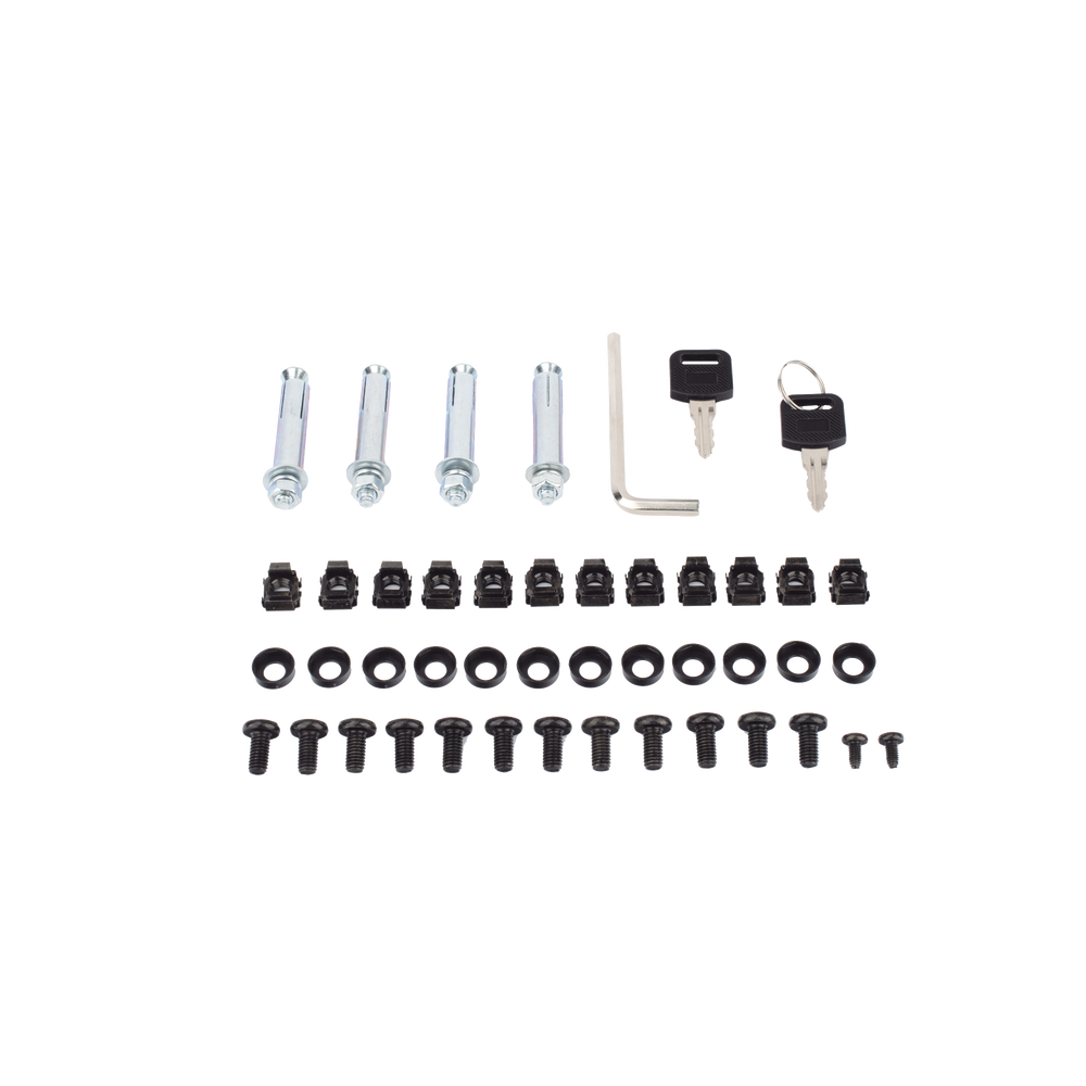 Gabinete para Montaje en Pared - Piso Puerta de Cristal Templado Cuerpo Fijo 12 Unidades de Rack 19" Fabricado en Acero DS-XS6412-S/B - SILYMX