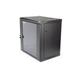Gabinete para Montaje en Pared - Piso Puerta de Cristal Templado Cuerpo Fijo 12 Unidades de Rack 19" Fabricado en Acero DS-XS6412-S/B - SILYMX