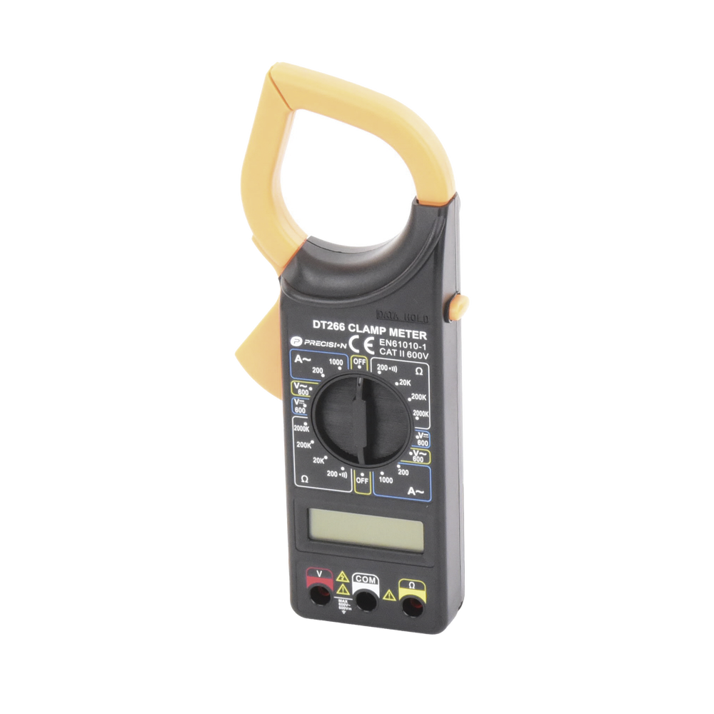 Multímetro Digital de Gancho Compacto 600 Vcc Vca CATII Con pantalla LCD No incluye Batería DT266 - SILYMX