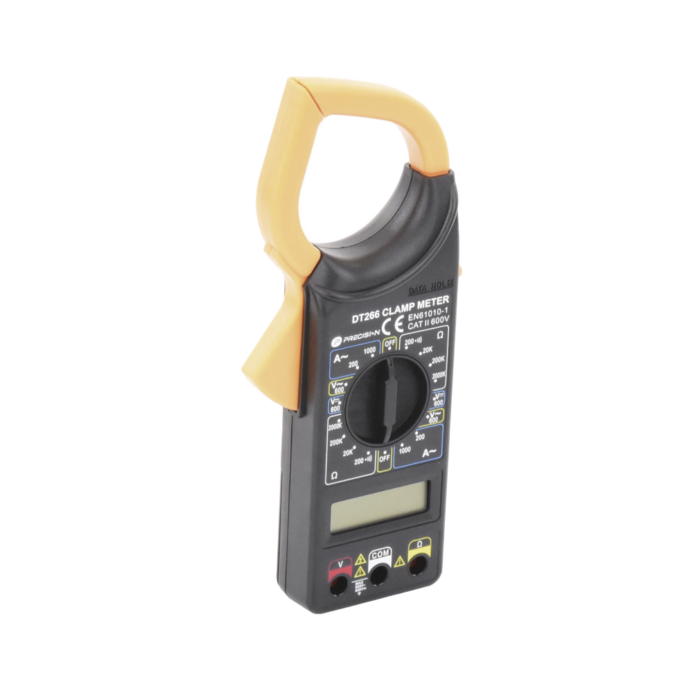Multímetro Digital de Gancho Compacto 600 Vcc Vca CATII Con pantalla LCD No incluye Batería DT266 - SILYMX