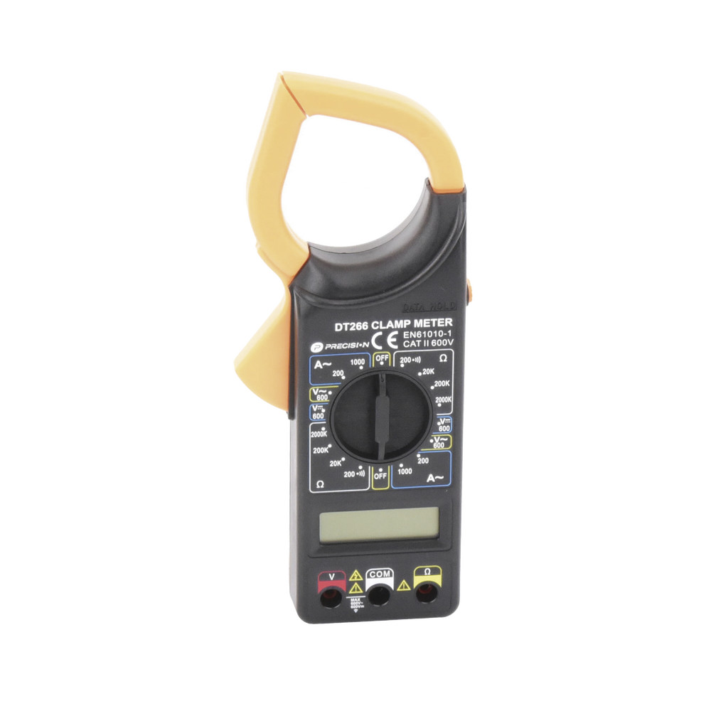 Multímetro Digital de Gancho Compacto 600 Vcc Vca CATII Con pantalla LCD No incluye Batería DT266 - SILYMX