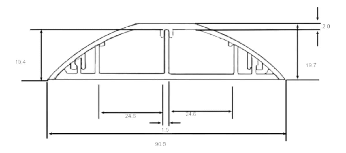 Ducto media caña color blanco de dos vías de PVC auto extinguible 90.5 x 19.7 x 1220mm DMC-4FT - SILYMX