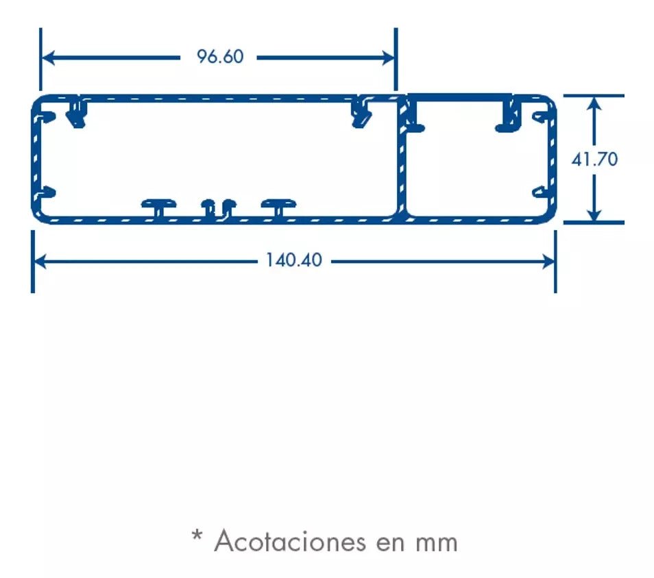 Canaleta de aluminio 140 x 41 tramo 3m INKA-140 - SILYMX