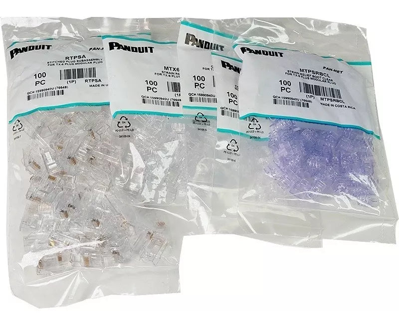 Plug Rj45 Cat6 Panduit Para Cable Utp De Calibre 23-24 Awg Chapado En Oro De 50 Micras Bolsa De 100 Piezas SP688-C - SILYMX