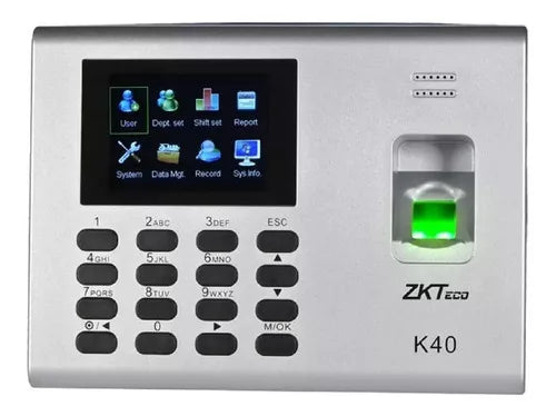 Reloj Checador Control de Acceso y Asistencia Biométrico ZKTeco ZK-K40 ID 1000 Usuarios