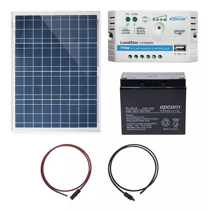 Kit Panel Solar 50w Bateria 18ah Controlador 10a Usb Epcom KITSOLAR-50W-18AH-10A - SILYMX
