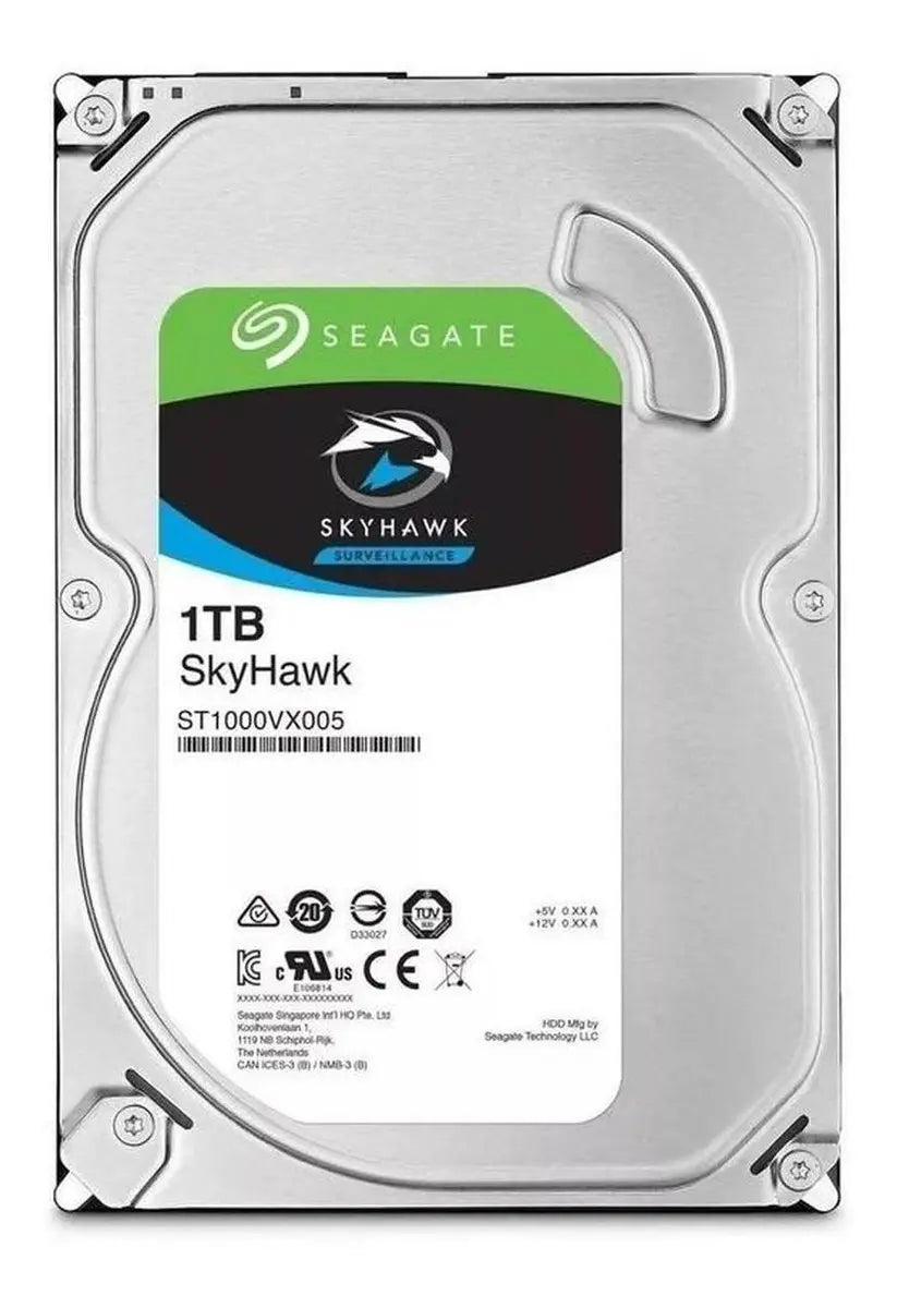 Disco Duro Seagate SkyHawk 1TB SATA III 5900RPM 256MB 24x7 Videovigilancia Hasta 64 Cámaras ST1000VX013