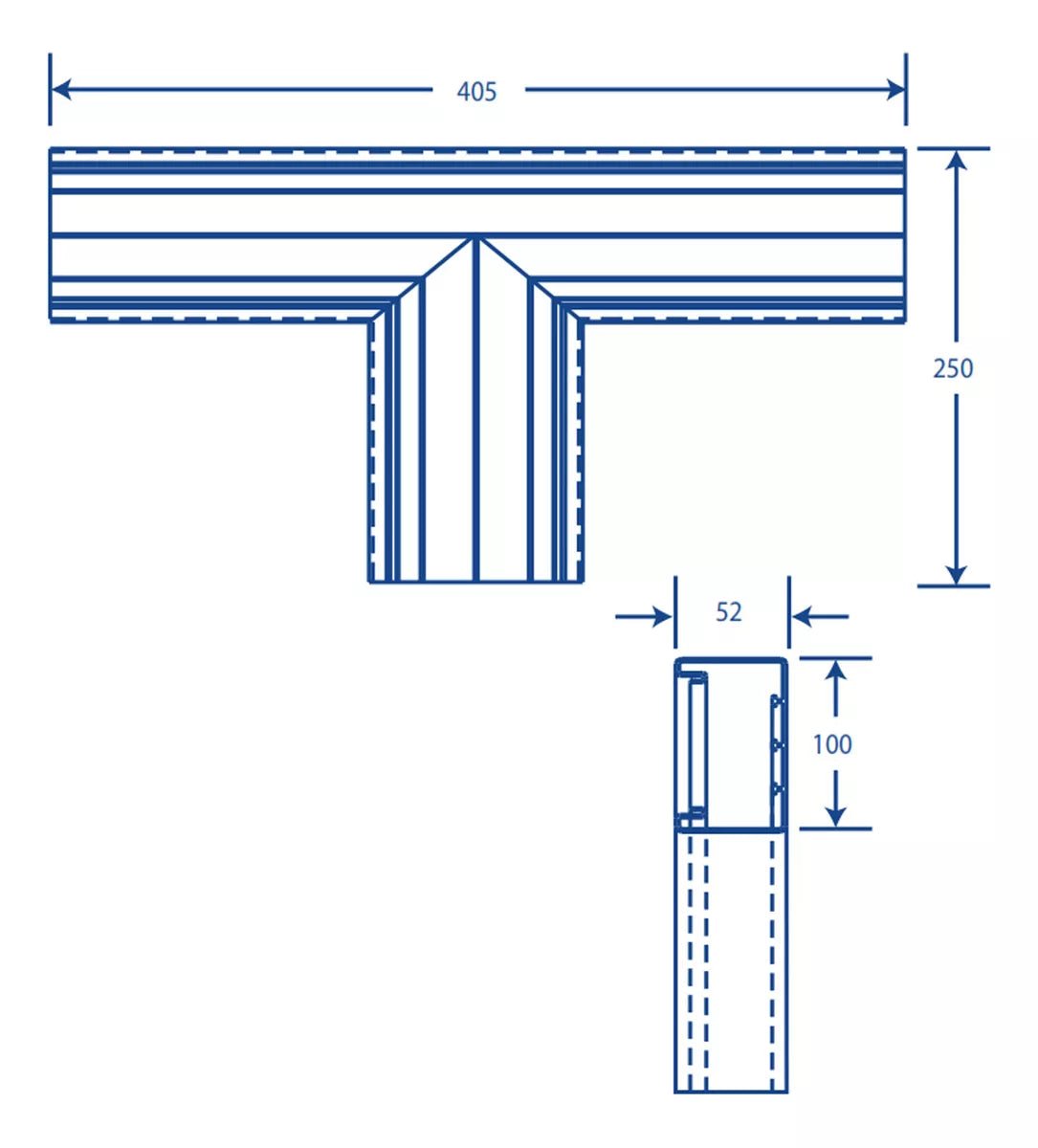 Sección en T color blanco de PVC auto extinguible TEK-100-T - SILYMX